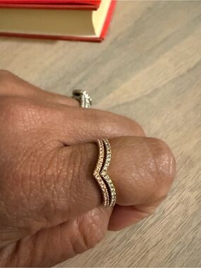 Pandora Rose Gold Pavé Stackable Rings size 54 - pink and clear pave